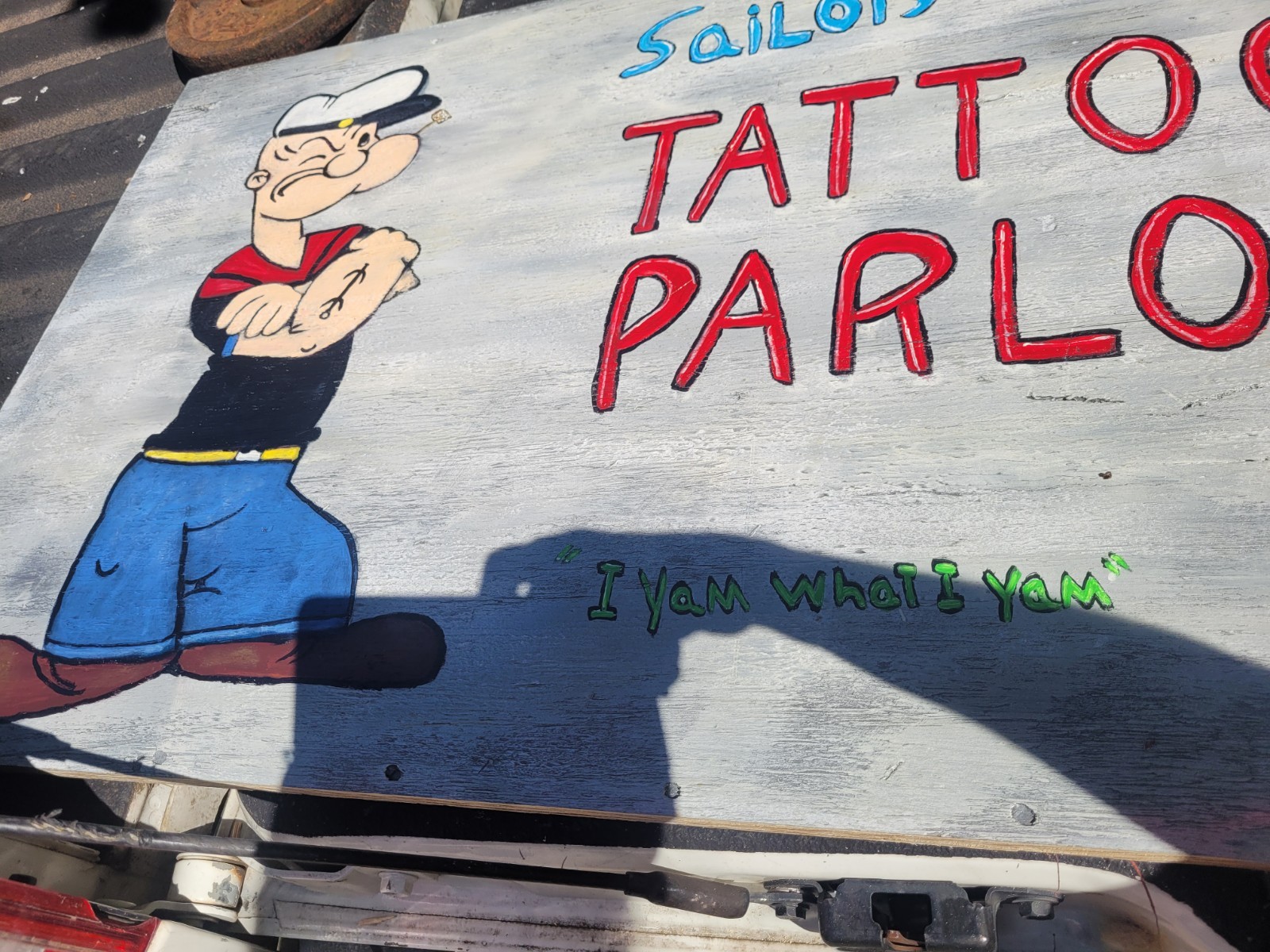 42×24 Folk Art Tattoo Shop Parlor Sign Popeye The Sailor Man Advertising Display