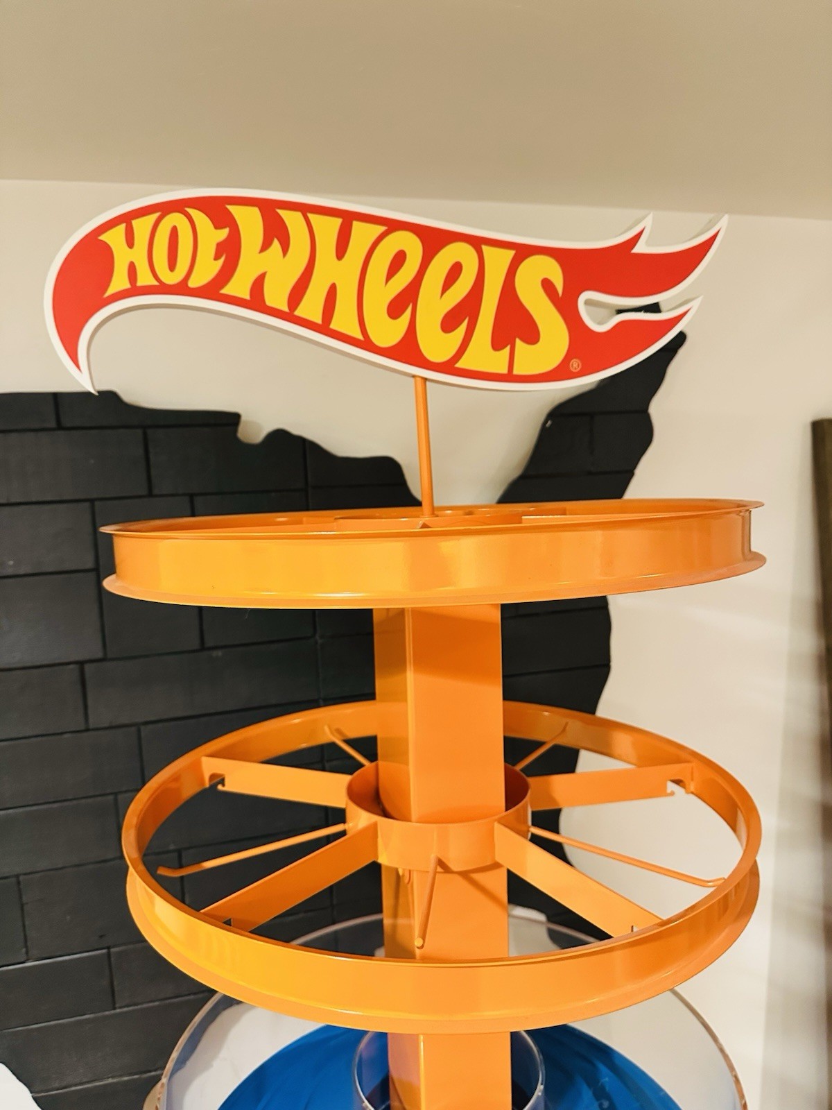 Hot Wheels Store Advertising Floor Display Stand/Shelf w/ Logo Sign Orange/Blue