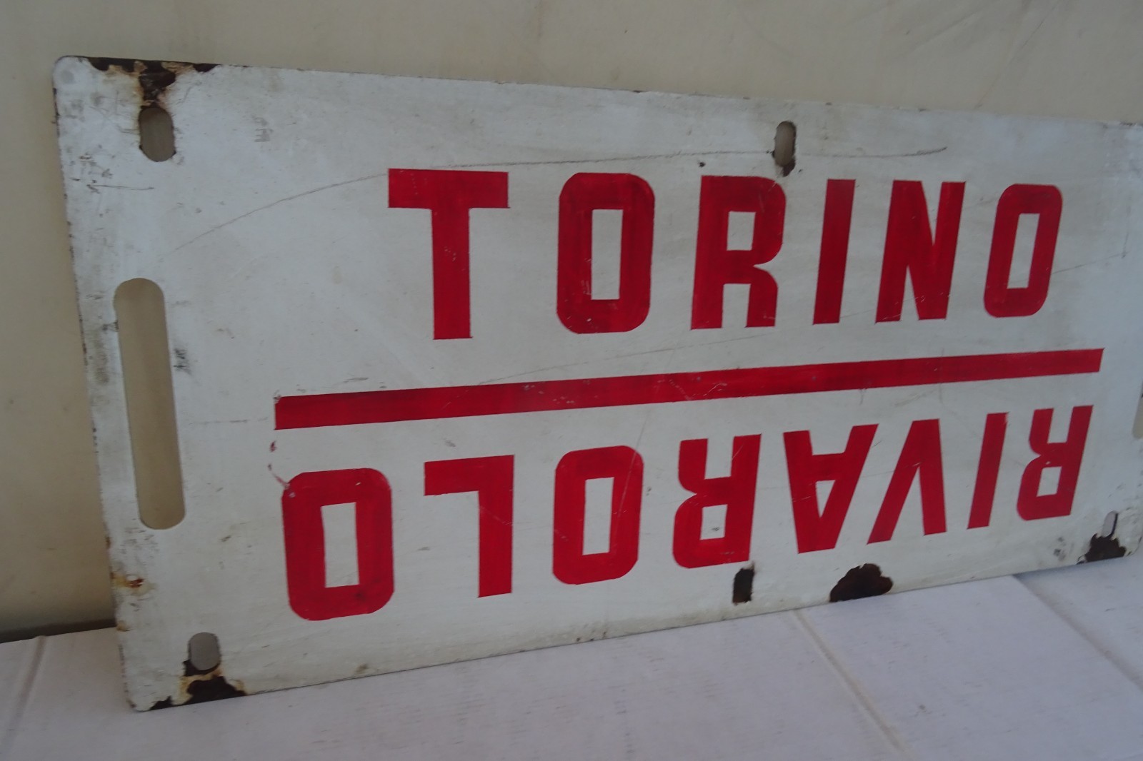 enamel sign train FS railway station Turin Pont Rivarolo Turin era