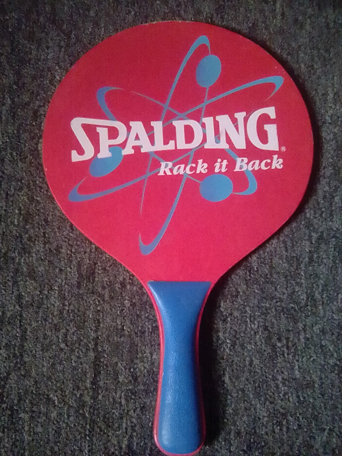 Vintage Spalding Rack It Back Promotional Wood Paddle Advertising Display Rare