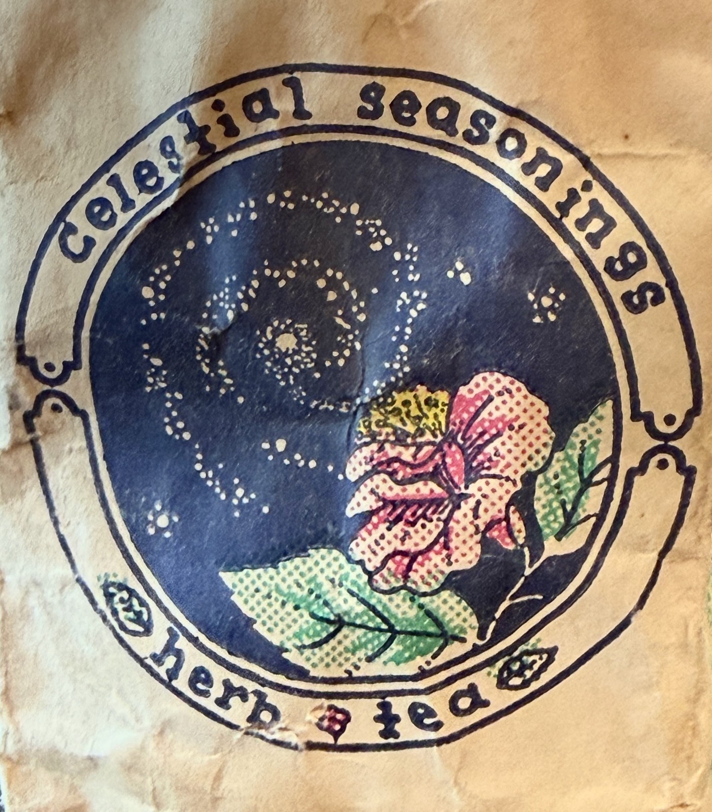 1973 Very Early Celestial Seasoning Packaging / Bag for Herbal Gotu Kola Tea
