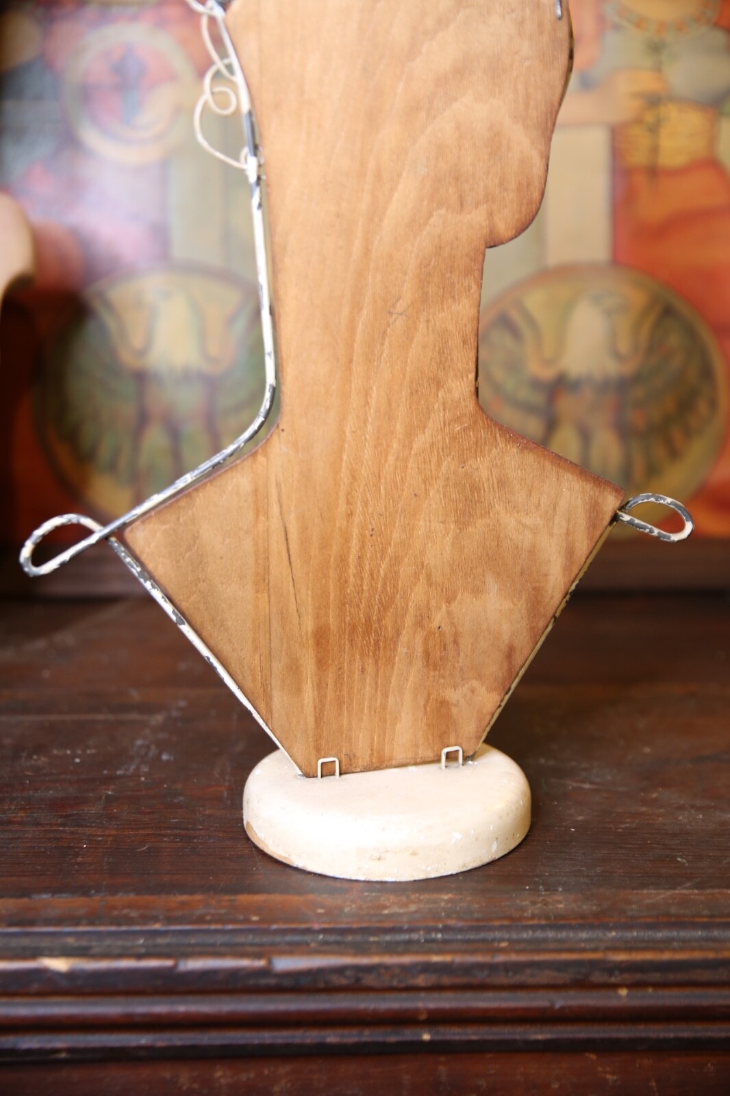 Vintage Art Deco Countertop Jewelry Hat Wig Display Wire Stand Mannequin Head