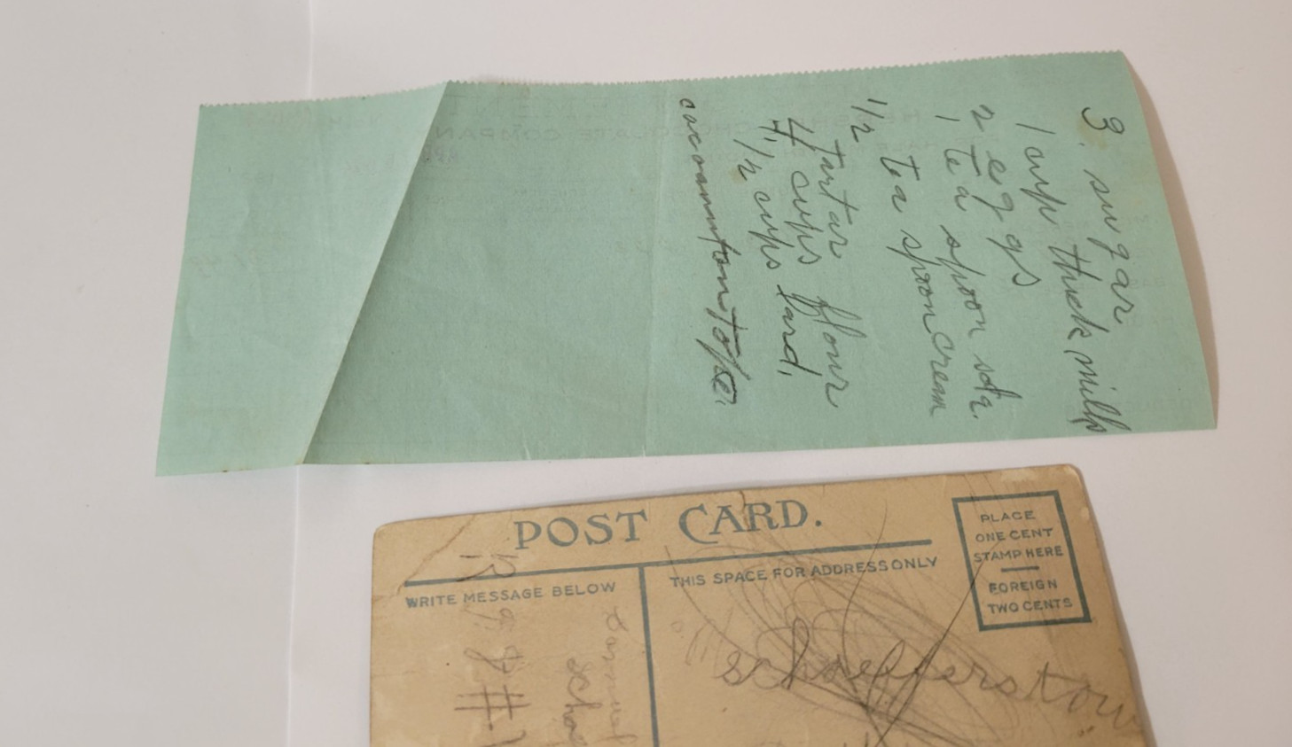RARE Misc Hershey Memorabilla : Postcard, Tags, and Milk Statement 1924