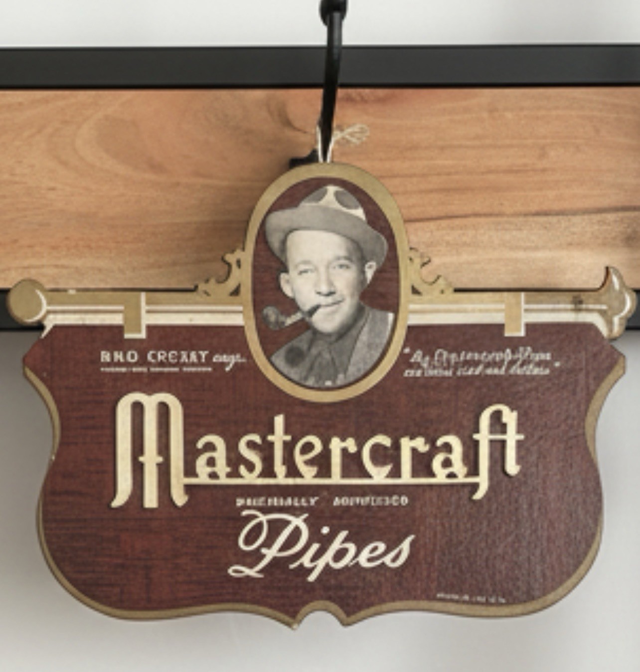 Vintage 1950s Mastercraft Pipes Bing Crosby Cardboard Store Display Sign Die-Cut