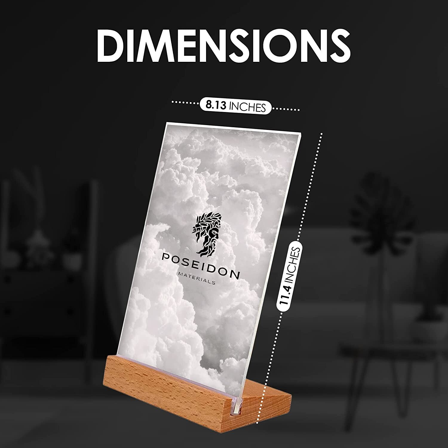 Sign Holder Acrylic Photo Frame 3 Pk W Wood Base Paper Holder