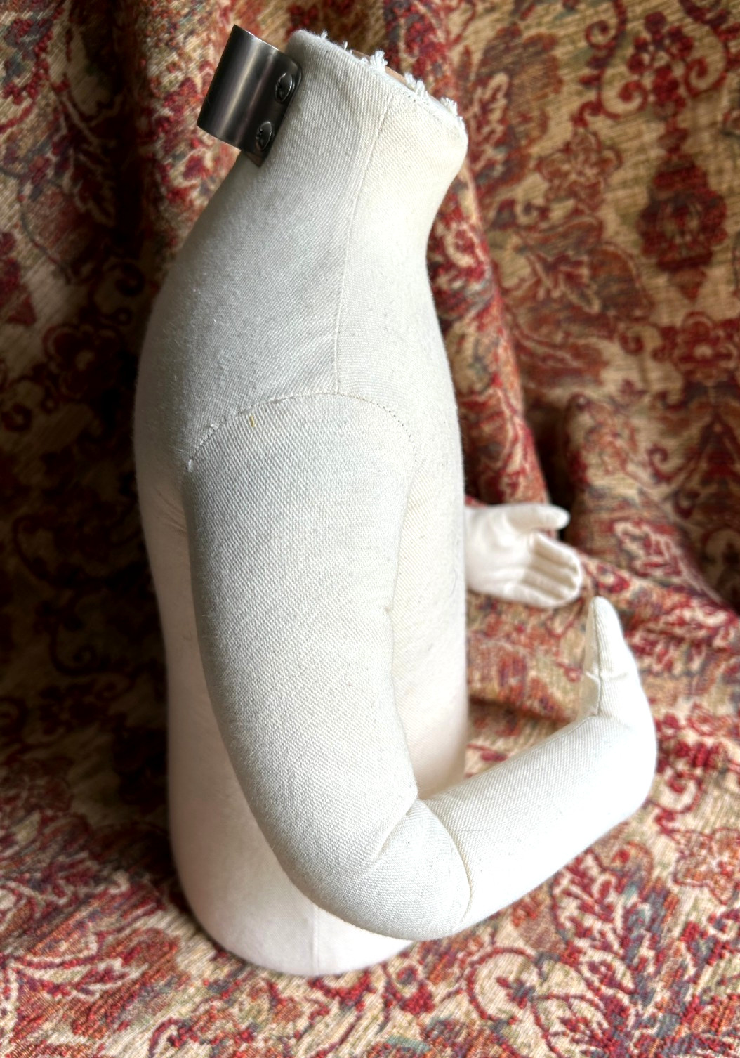 Vintage Store Display Figure Half Body Off White Canvas Bendable Arms