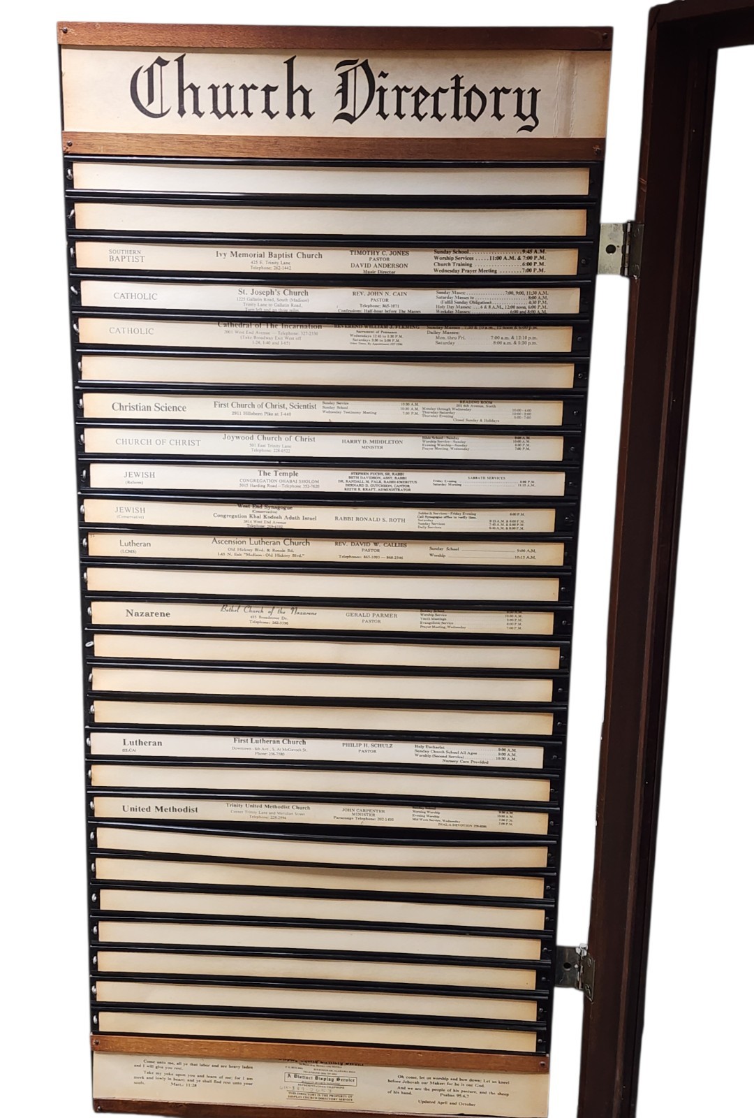 Unique Nashville Wood Wall Display Cabinet Case Glass Door Church Directory Vint