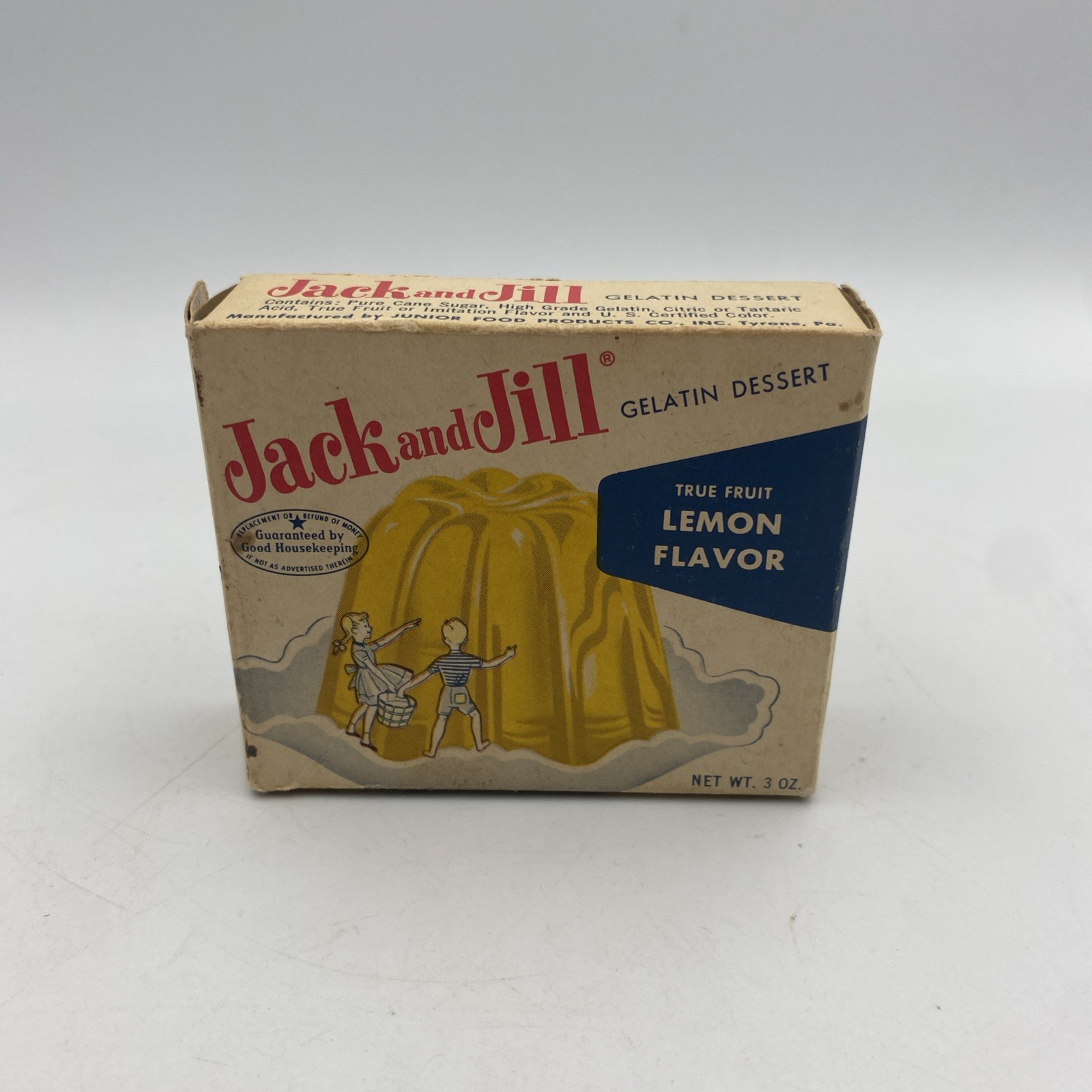 1960s Jack and Jill Jello Gelatin Box Vintage NOS Lemon