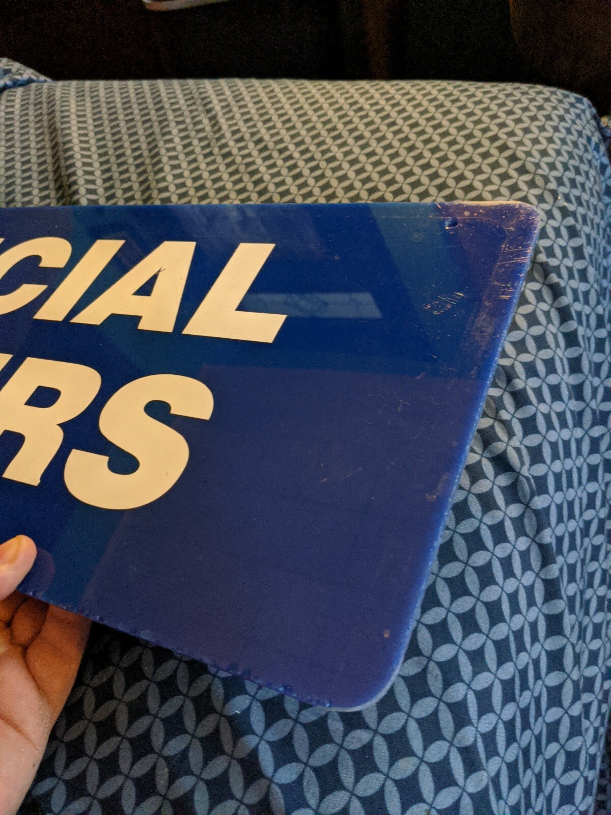 LARGE HUGE VTG SIGN SPECIAL ORDER BLUE WHITE 24×9 ADVERTISING STORE THICK