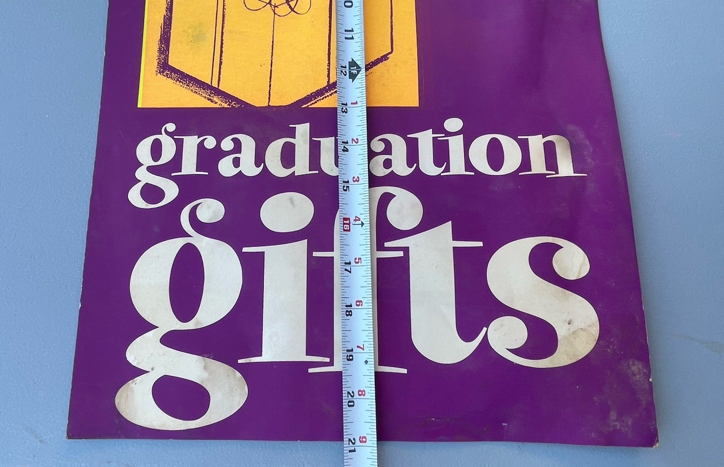 Vintage Graduation Gifts sale Sign , Retail POS From 1968 Poster Card Stock