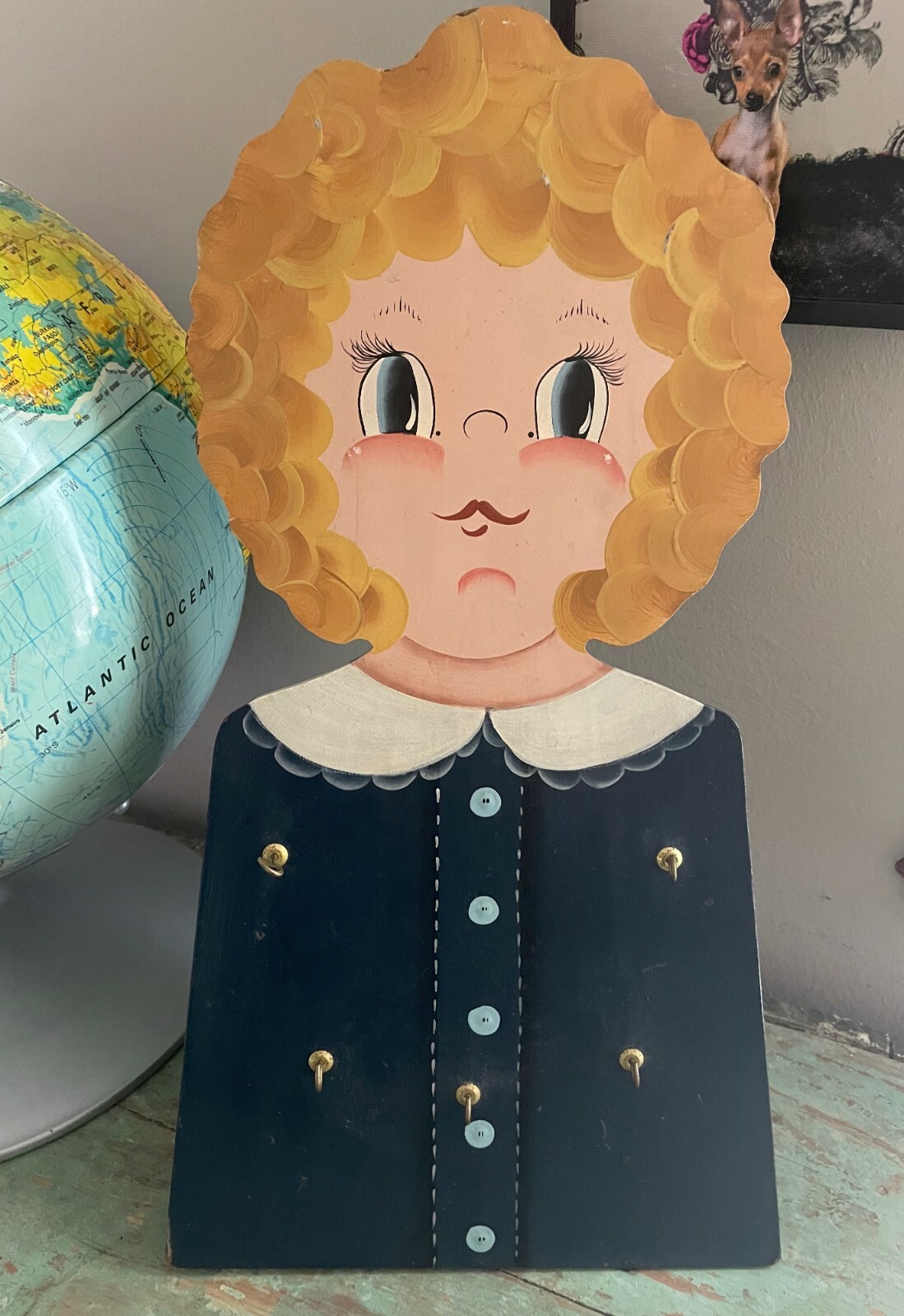 Vintage Wood Handpainted Children’s Counter Display w/ Hooks Jewelry Goldilocks