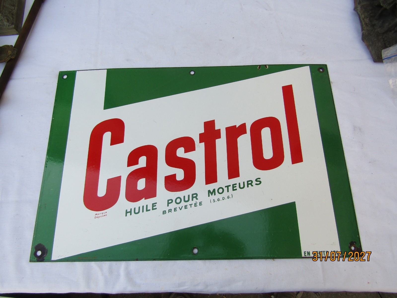 old enamel plate castrol automobile garage oil automobilia 40 by 60c