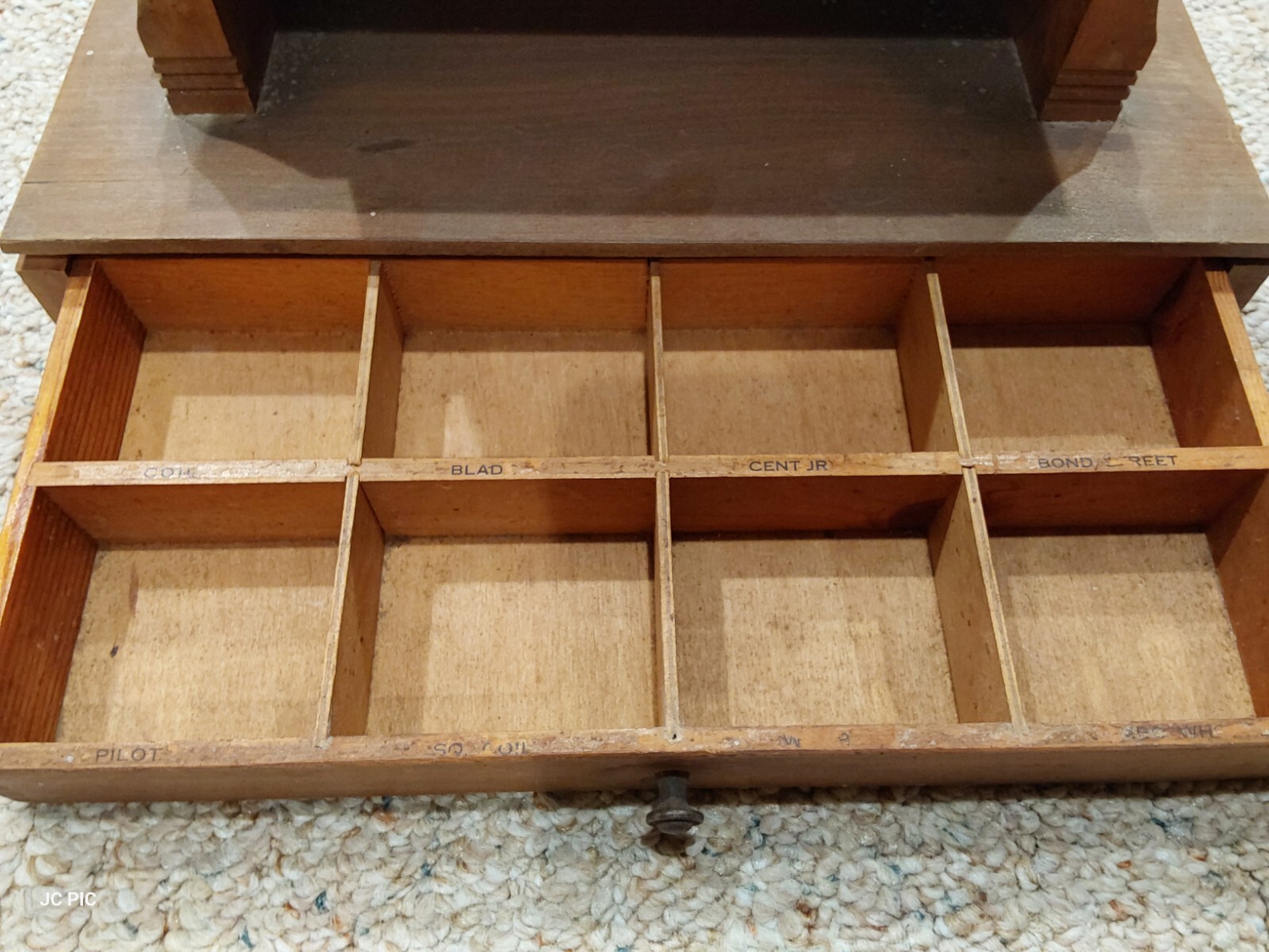 Vintage SWANK Store Dealer Display Case Wood Glass Cufflink Collar