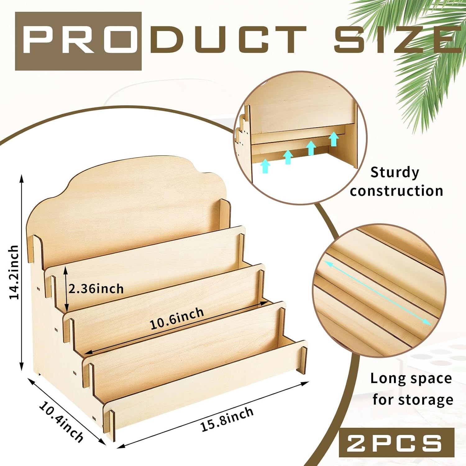 2 Pcs 4 Tier Greeting Card Display Stand Wooden Sticker Display Stand Portable