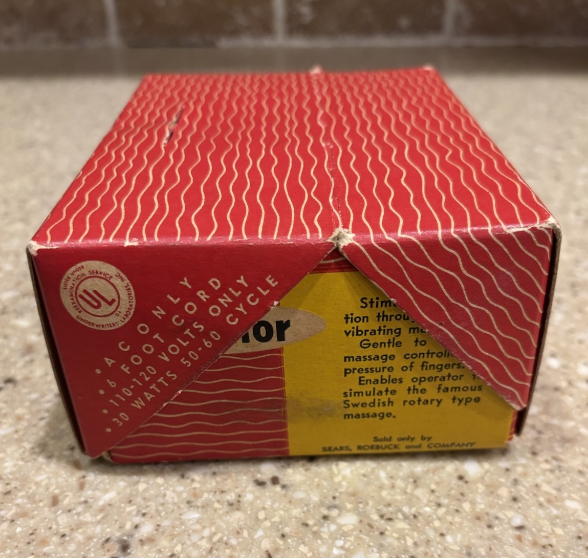 Vintage Store Display Item Box Kenmore Electric Hand Vibrator Box Only