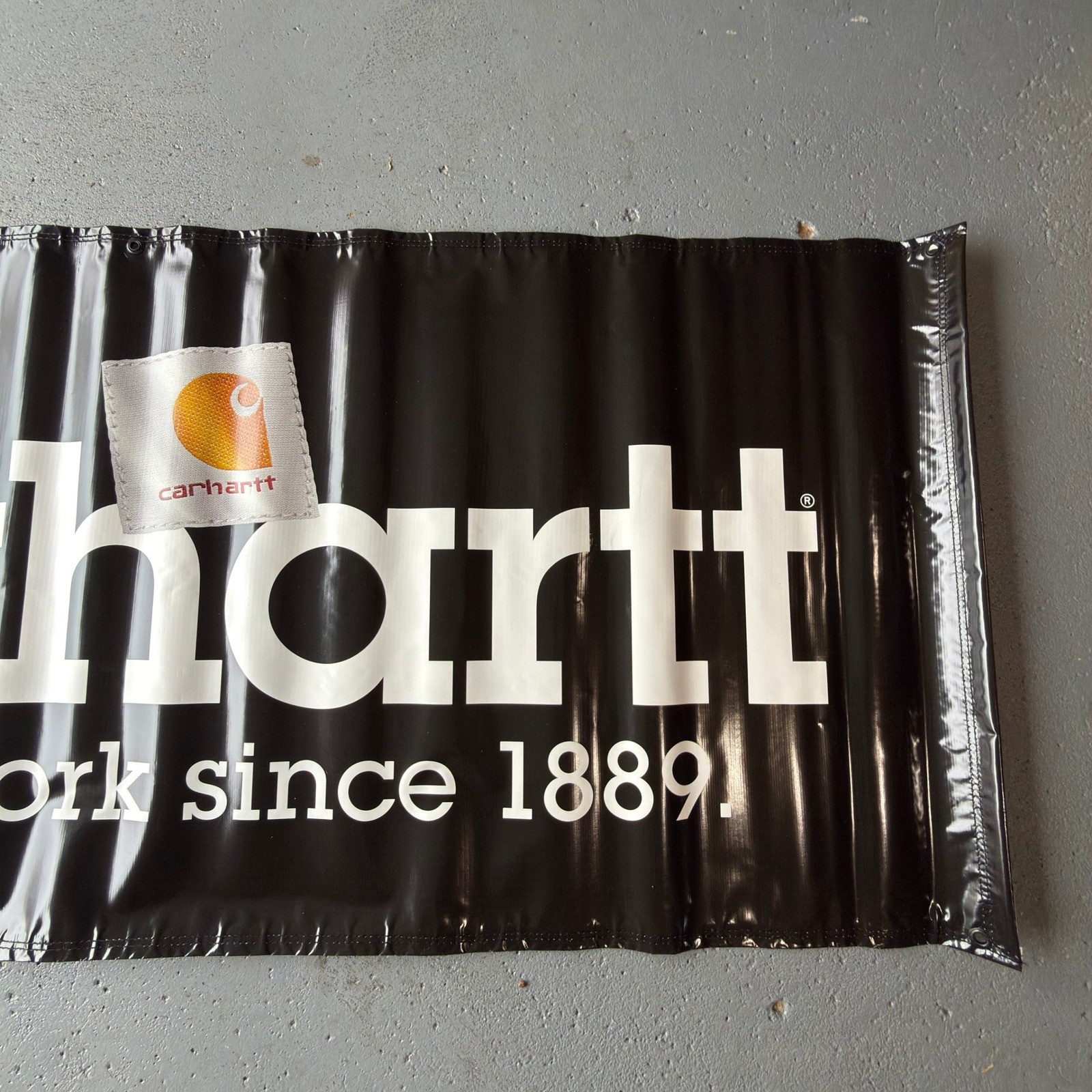 Carhartt Large Vinyl Banner Sign Black White Hard At Work Since 1889 Brand New