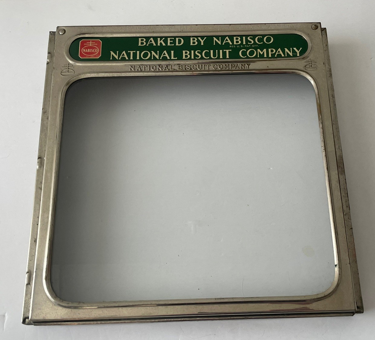 Antique 1920 Nabisco National Biscuit Company Display Front Door Sign w/ Glass