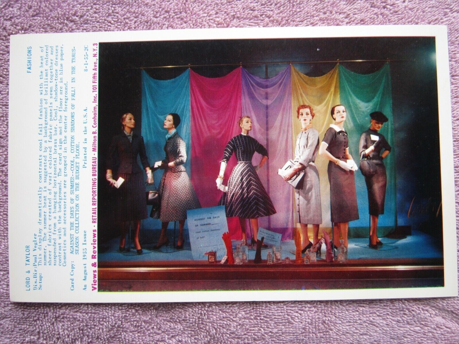 1955 LORD & TAYLOR STORE WINDOW DISPLAY AGAINST THE DAYS PHOTOGRAPH PRINT #266