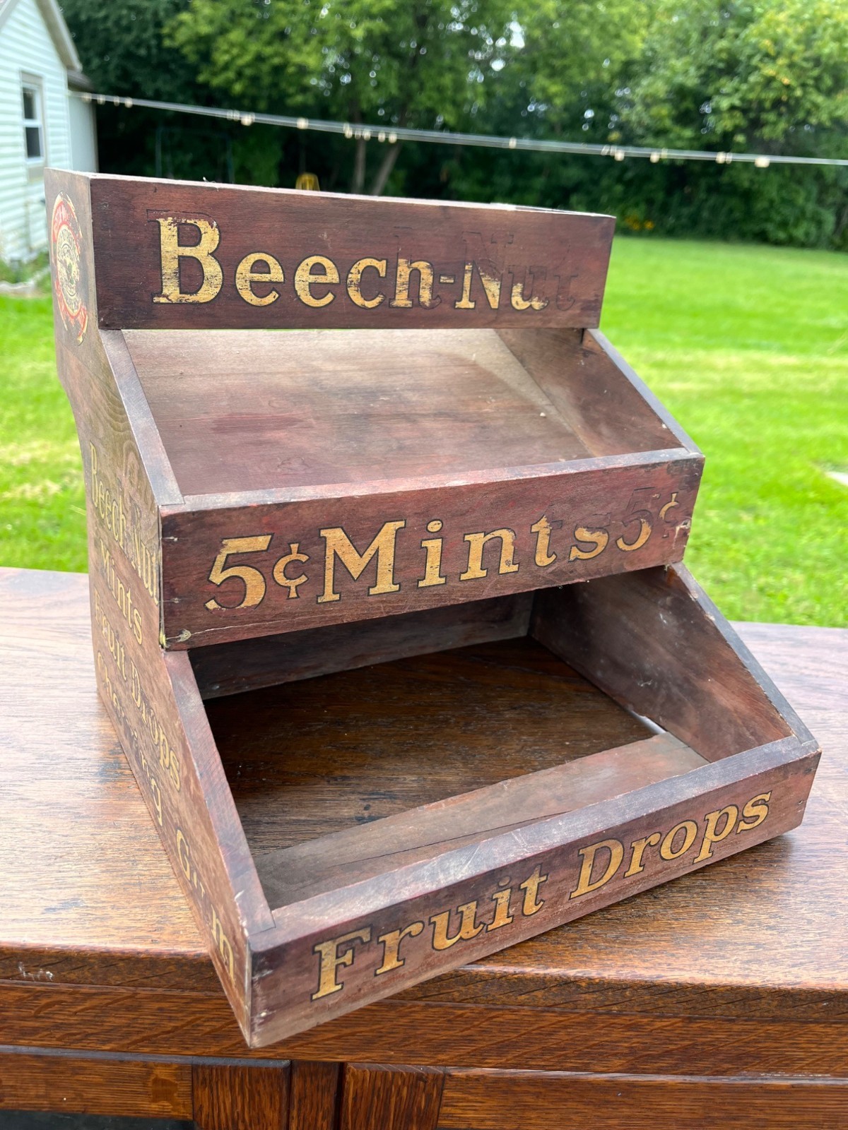 Vintage 1930s Beech-Nut Mints & Fruit Drops Wooden Store Display Rack