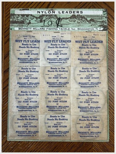 DuPont Nylon Leaders Display Bennett Millard Fishing Tackle 1950s NY Fish