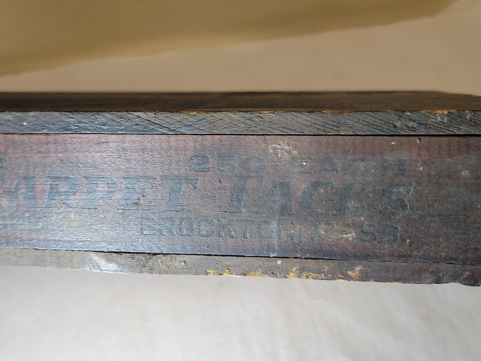 Wizard Carpet Tacks Box 1880-1920 Nails Antique Hardware Store Display Crate