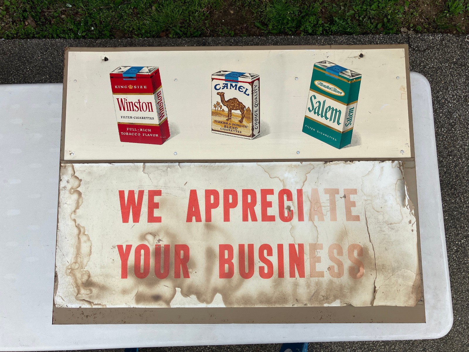 Cigarette retail store gas station display vintage FLAW metal 28 x 22 tobacco