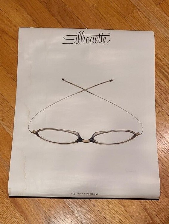 Vintage Silhouette Eyeglasses Advertising Hanging Sign 2 sided different.