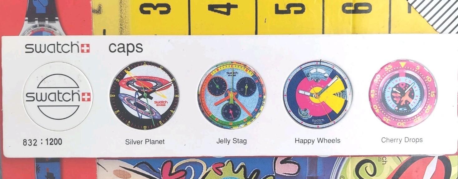Swatch Caps 4 Piece Numbered Edition Cardboard Display JELLY STAG HAPPY WHEELS