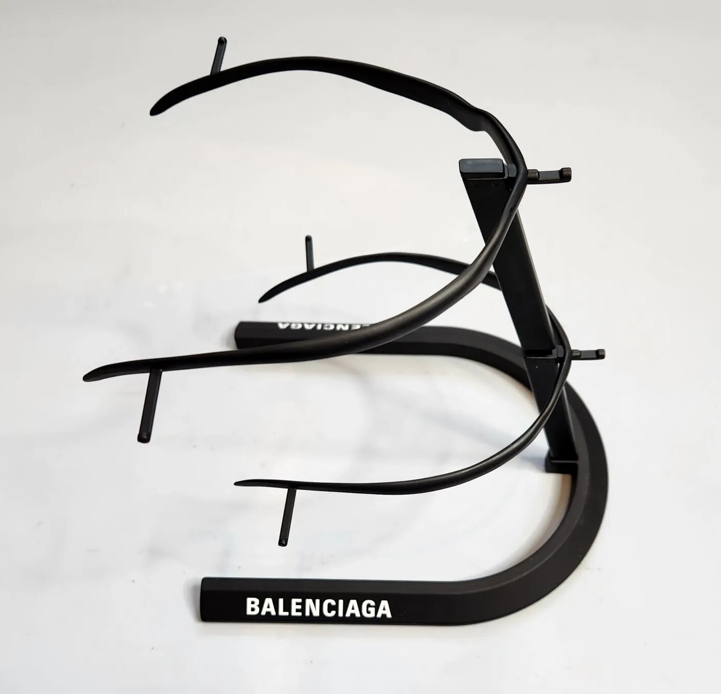 BALENCIAGA 2PC LOGO DISPLAY UNIT IN BLACK METAL & PLASTIC MADE IN ITALY