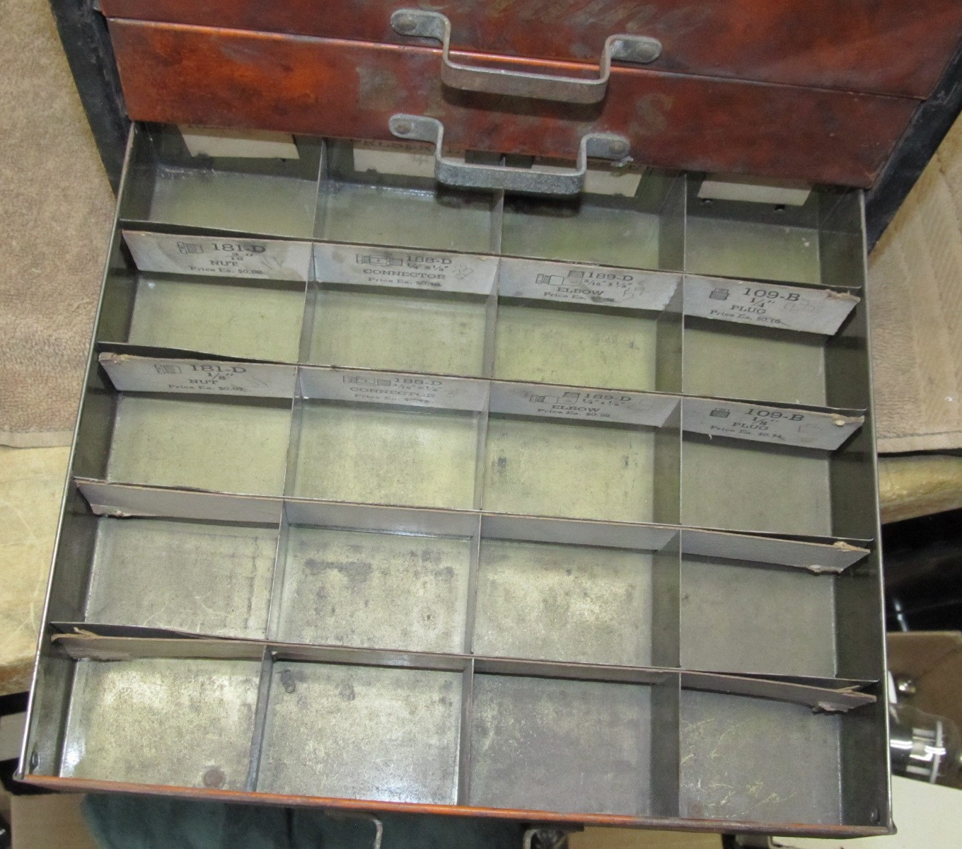 Vintage Imperial Genuine Brass Fittings 5 Drawer Metal Cabinet