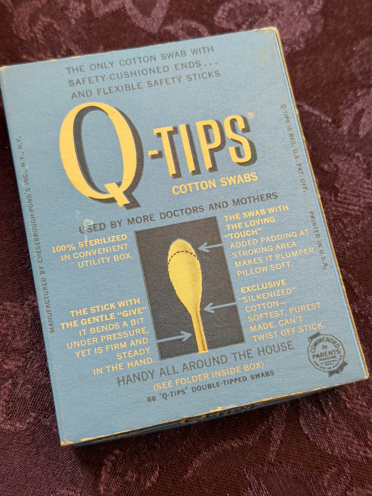 Vintage Q Tips Original Packaging Box 1960s 59 cents
