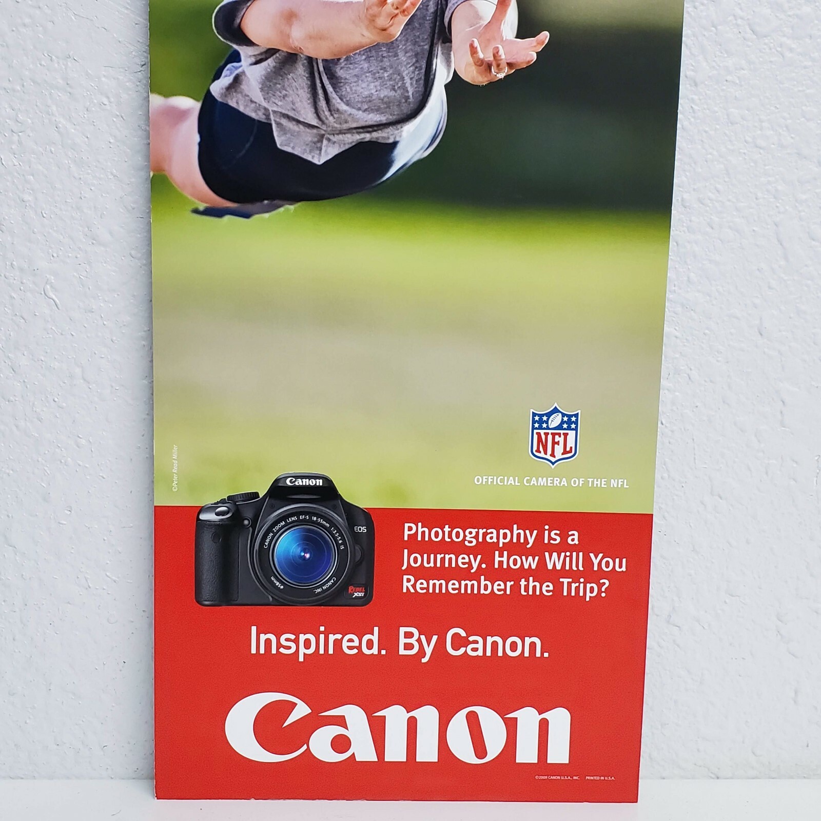 Canon Rebel XSi Camera Lens Store Dealer Display Sign Advertising Woman Football