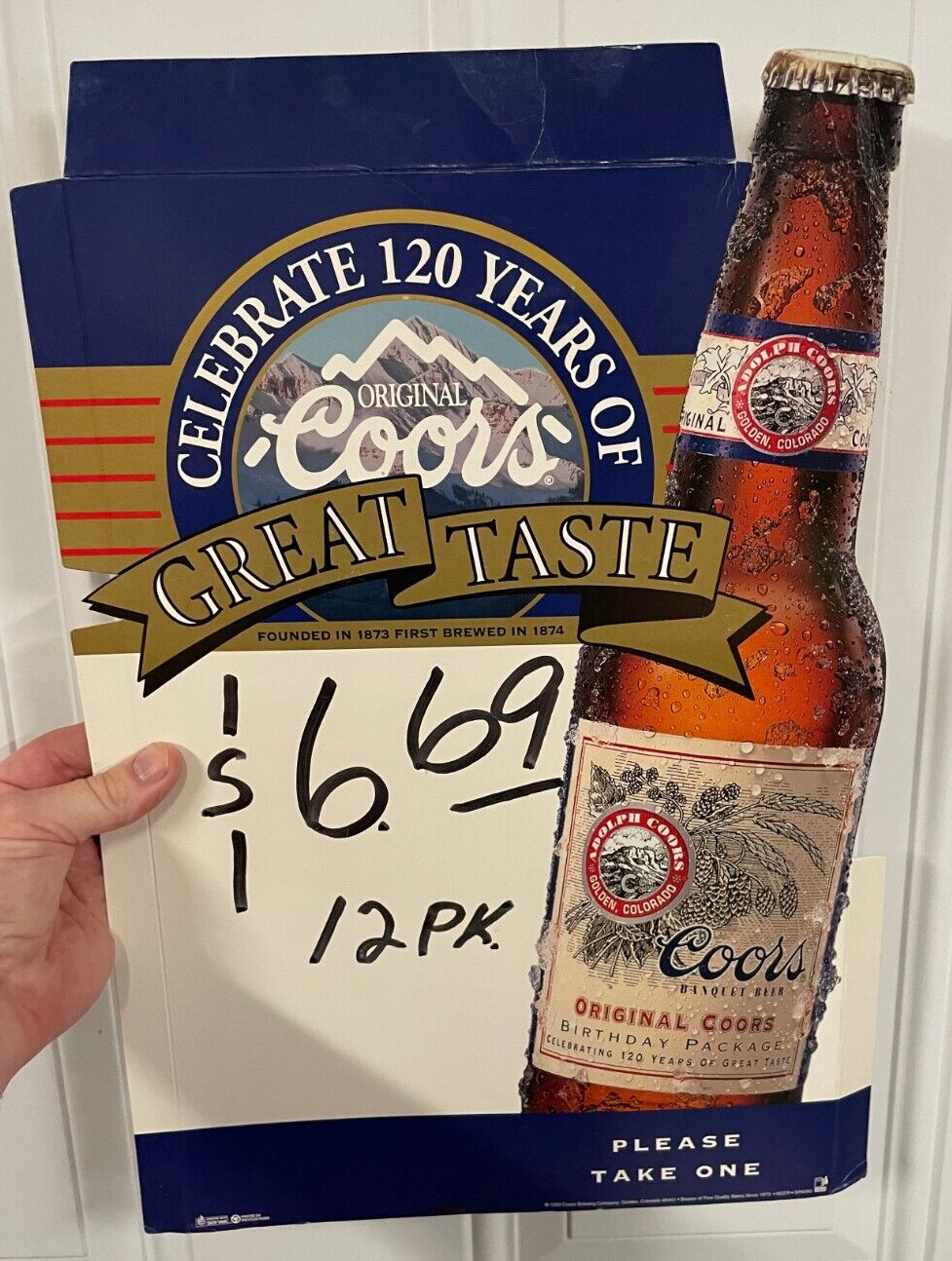 1993 Original Coors Store Display Sign 18 1/2″ X 12″ Celebrate 120 Years