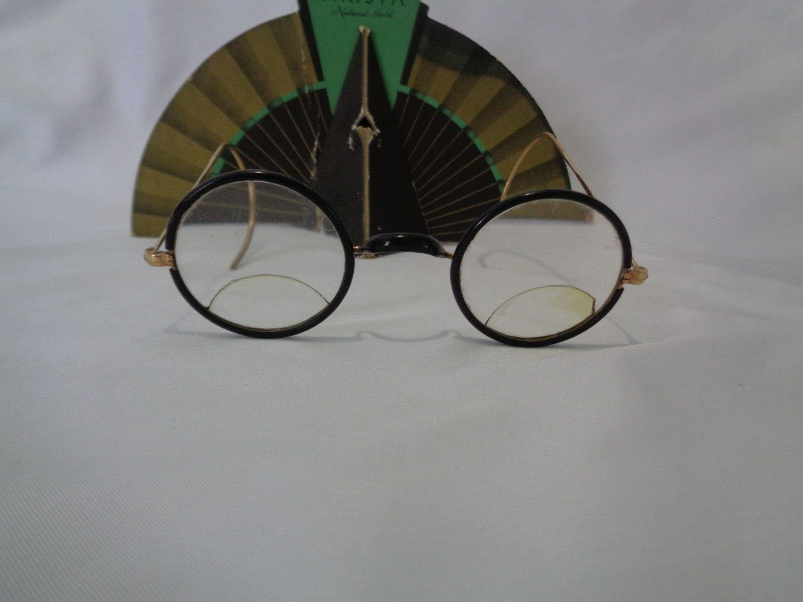 Old Store Display Arista Natural Gold Black Rim Eyeglasses Bifocal