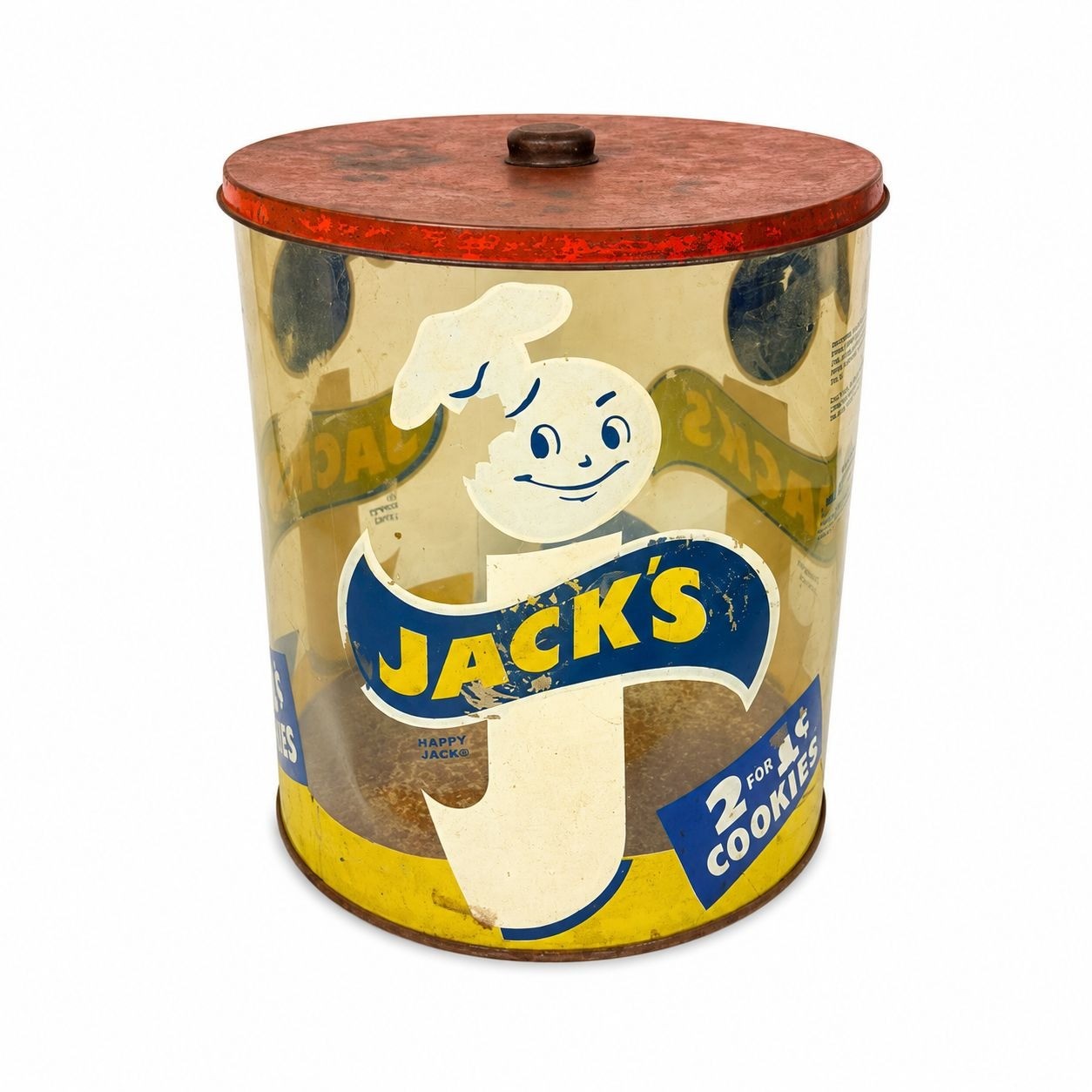 Store Display Bulk Container Jar Happy Jack’s Cookie Company Plastic 2 for 1 Cen