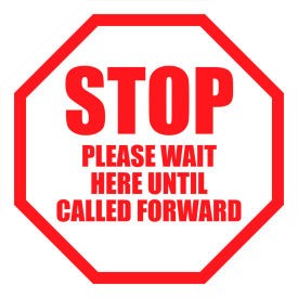 Stop Please Wait Here Until Called Forward Sign 6” Round Vinyl Adhesive Ergomat