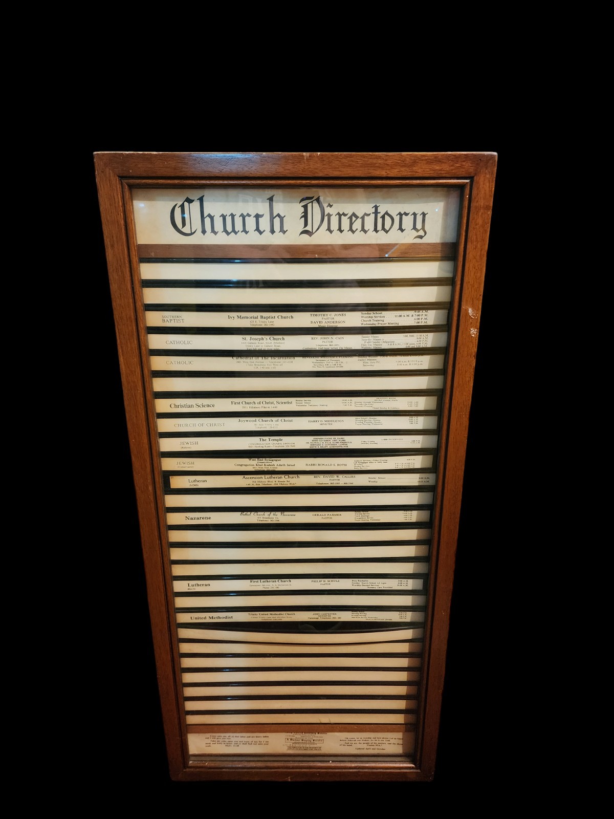 Unique Nashville Wood Wall Display Cabinet Case Glass Door Church Directory Vint
