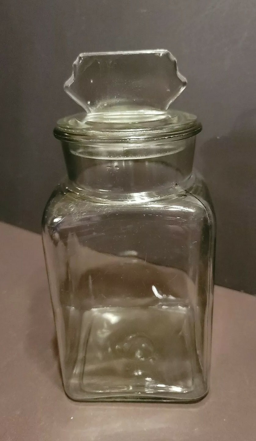 Antique Franklin Caro Co Apothecary Store Candy Jar Heavy Glass Pepsin Soda Pop