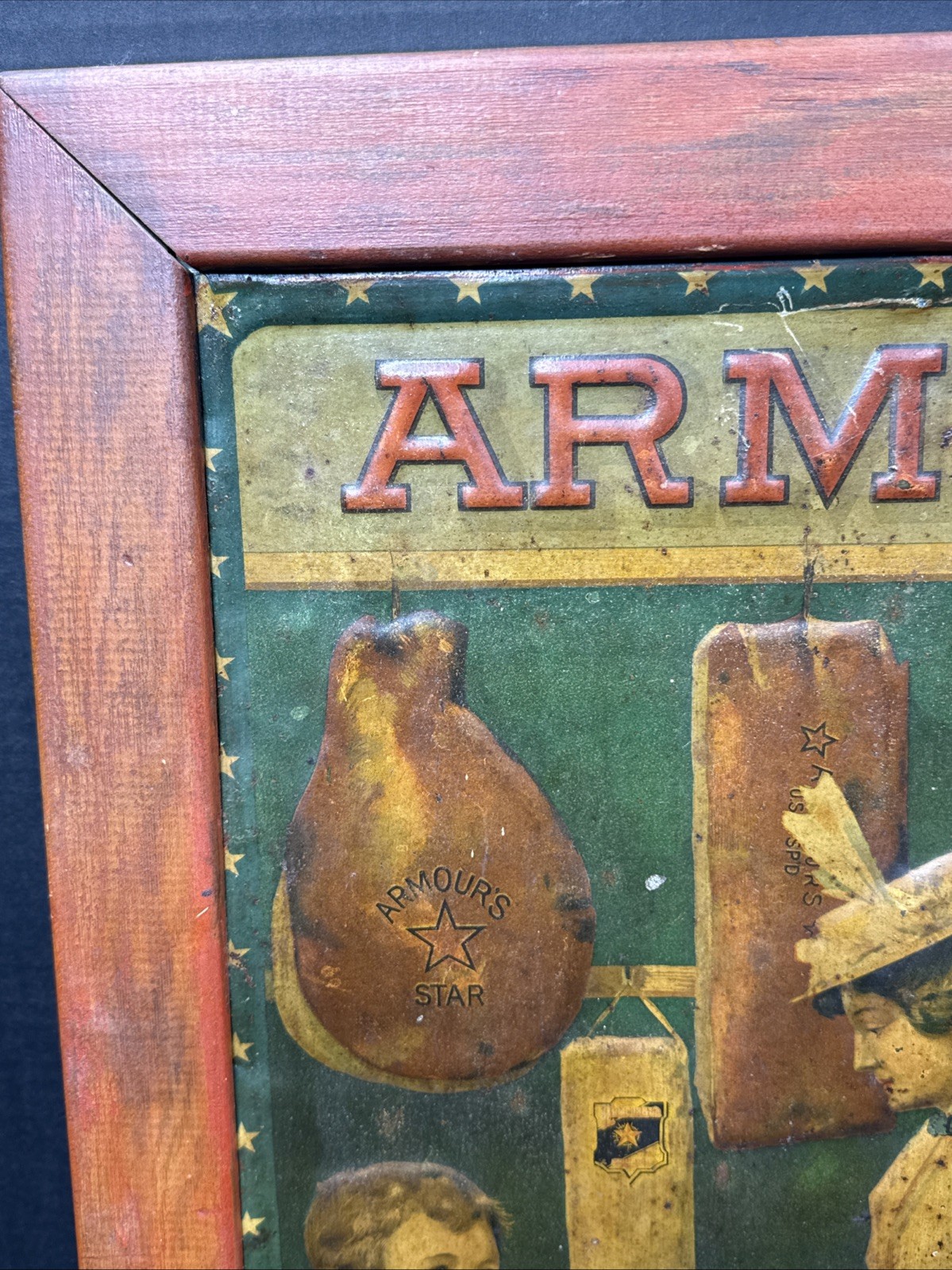 Vintage ARMOUR & CO Tin Advertising Sign Armours Star Hams & Bacon
