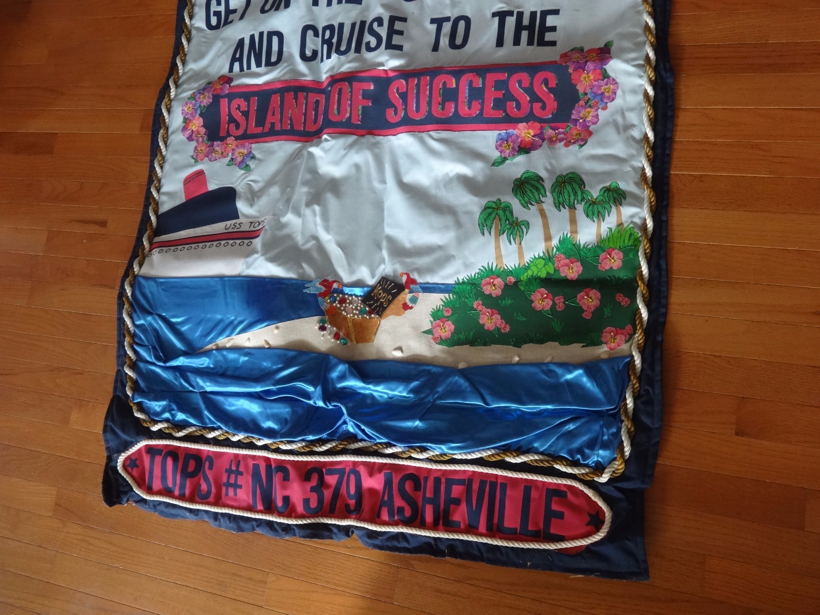 VTG 70’s TOPS KOPS Diet Club Weight Loss Cloth Banner Asheville NC Club 41X63