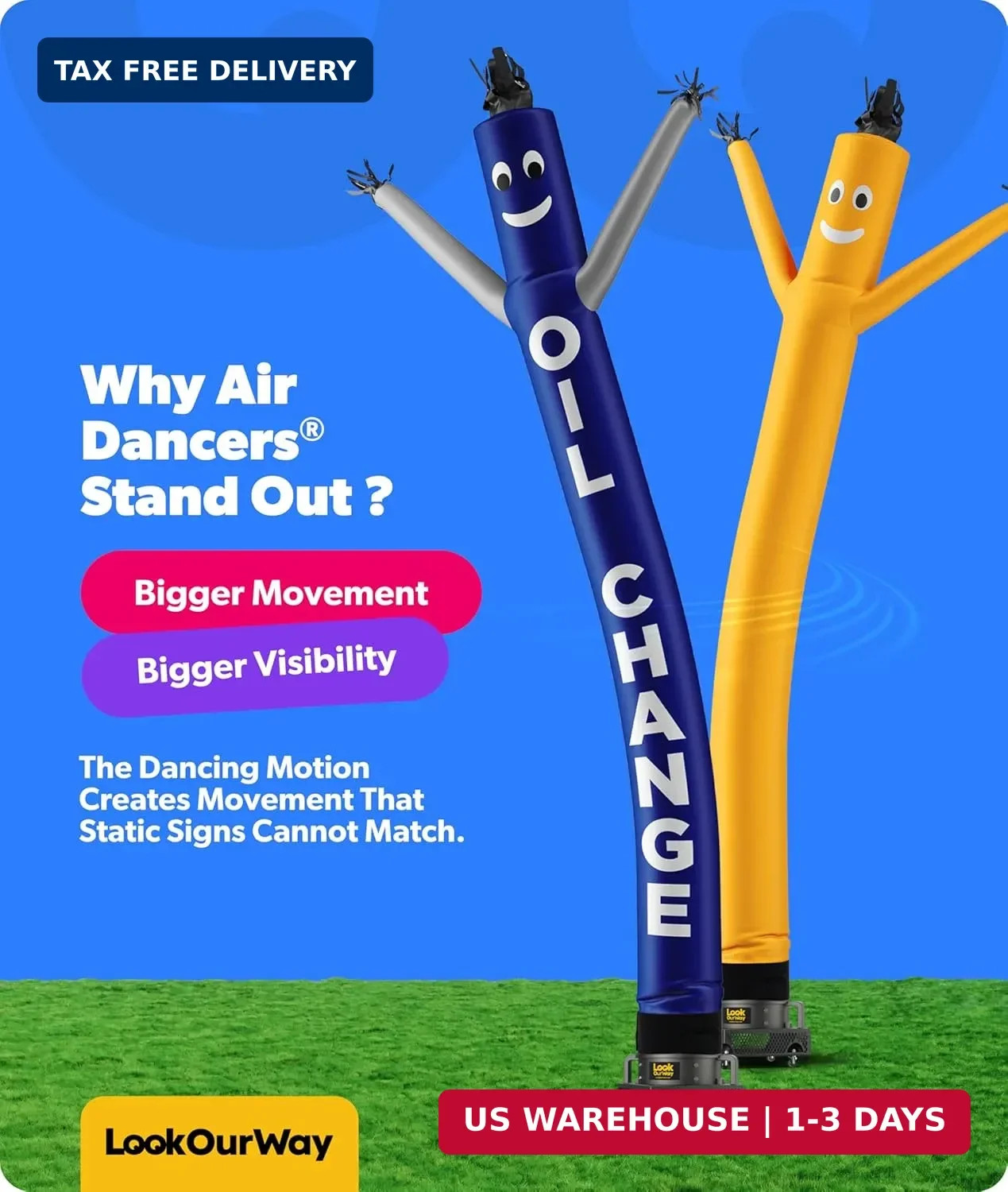 LookOurWay Air Dancers Inflatable Tube Man Attachment – 20 Feet Tall Wacky Wavin