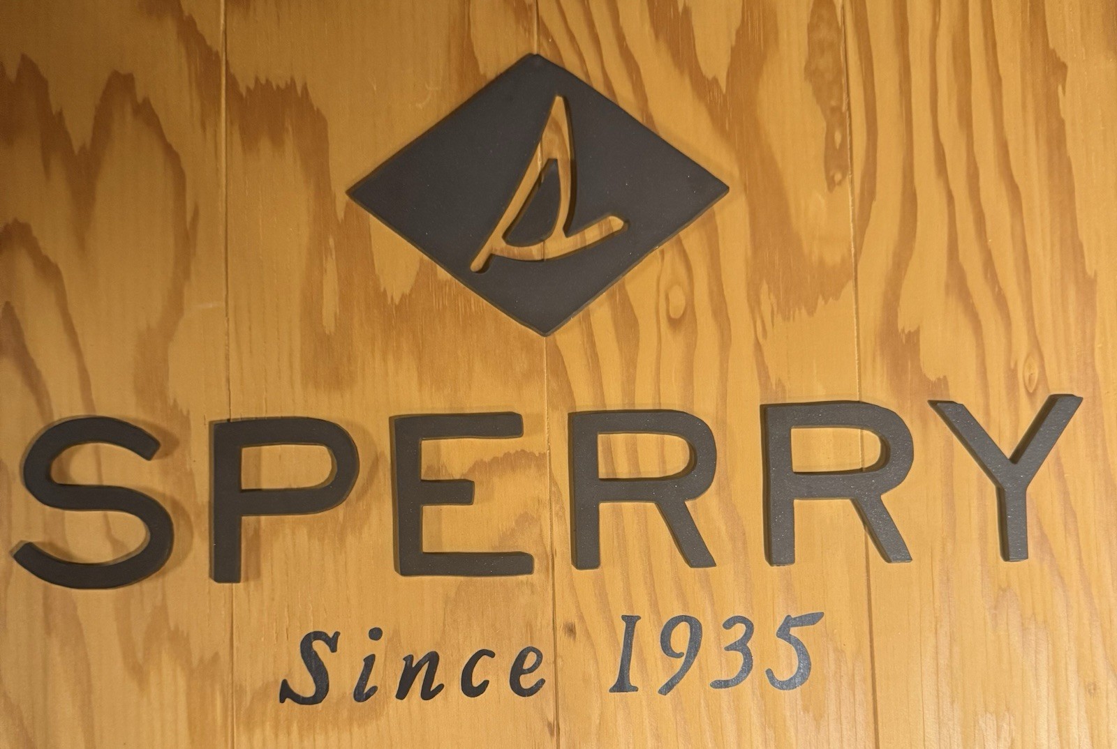 Sperry Shoes Sign Advertisement Metal Frame Wood Sign