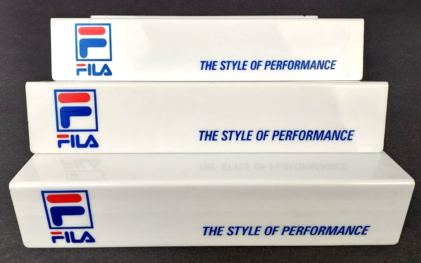 Vintage RARE 80s/90s FILA Shoe Store Display – Slat Wall Plastic Shelf LOT OF 3