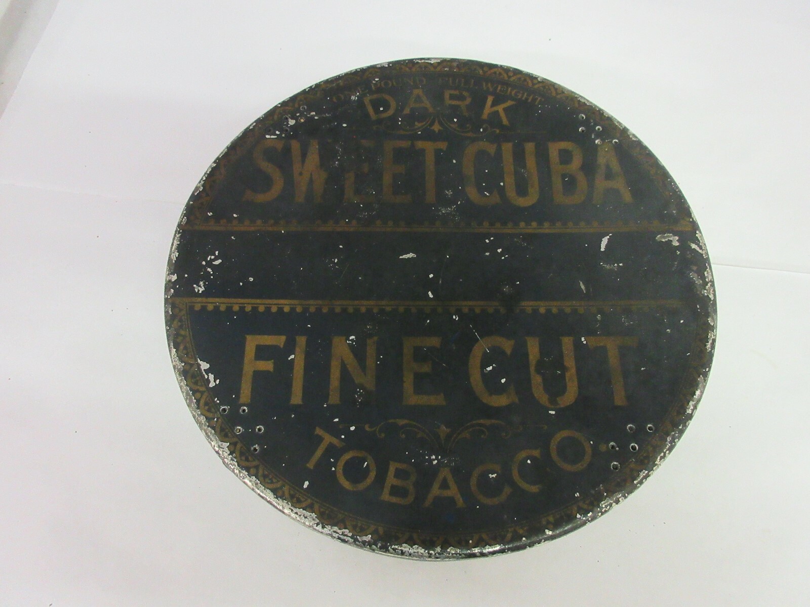 VINTAGE TIN PIE PAN STYLE DARK SWEET CUBA RARE ADVERTISING 134-L