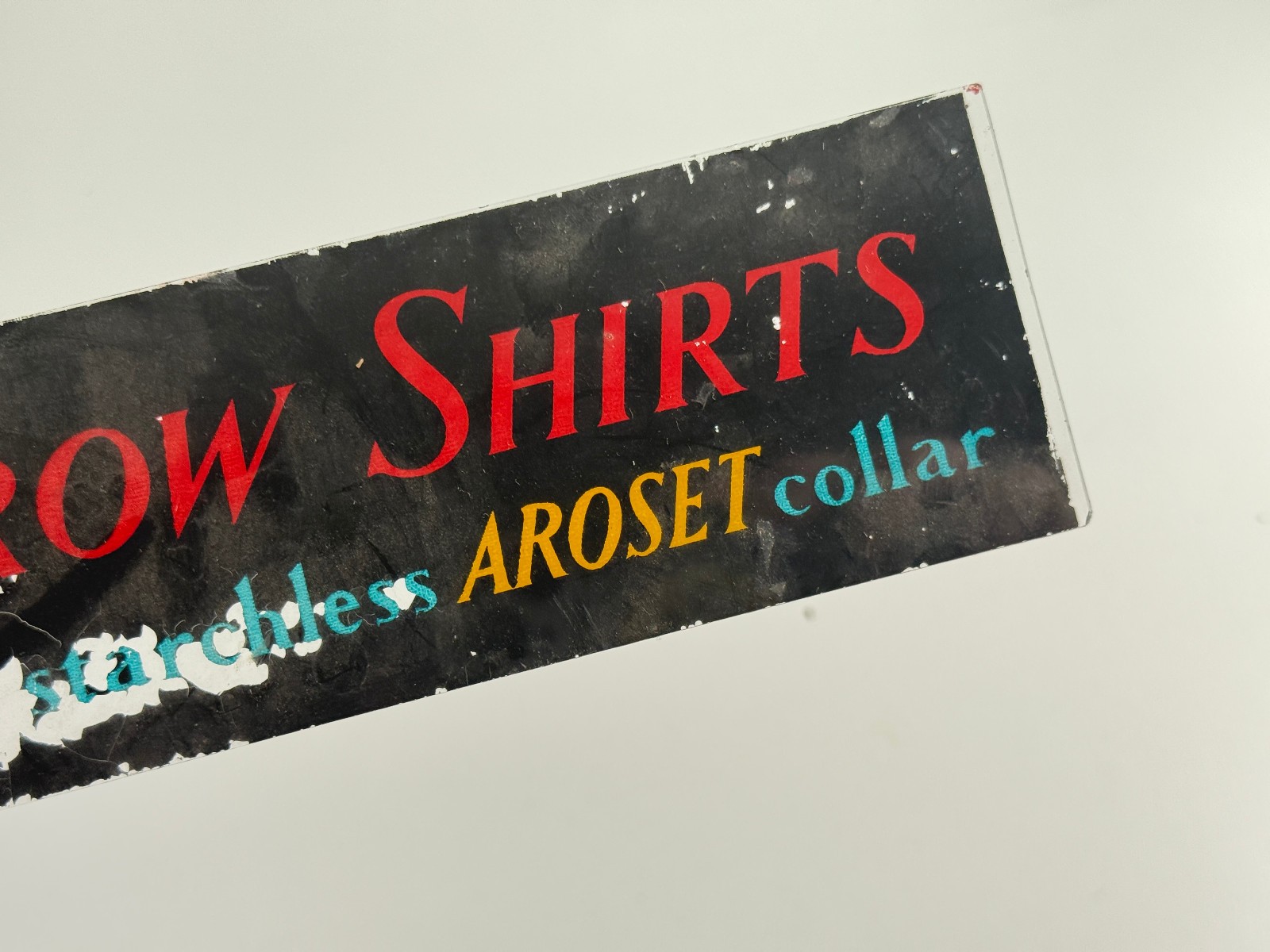 vtg Arrow Shirts with AROSET collar Glass Store Advertising sign