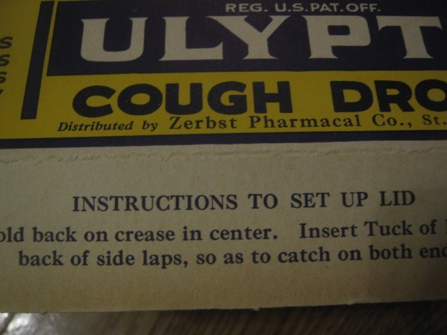 ULYPTO Cough Drops Zerbst St Joseph MO Advertising Store Display Original Box