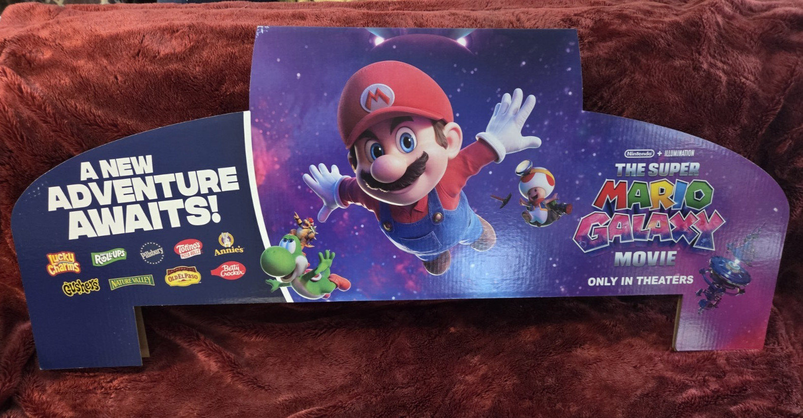 Lg 47×20 Super Mario Galaxy Movie Cardboard Store Display Header Double Sided