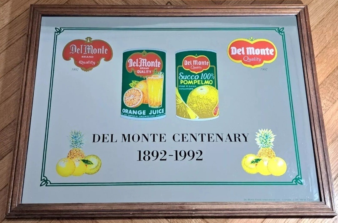 ADVERTISING MIRROR SIGN FRAME-MONTE JUICES-CENTENARY 1892-1992-OLD