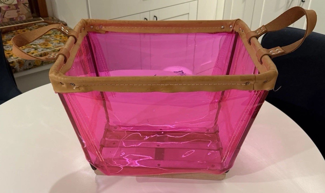 Victoria’s Secret VS Barbie Pink Store Display Storage Bin Basket Leather Handle