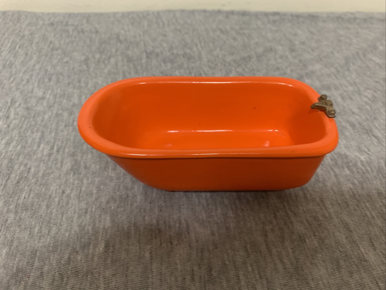 Vintage Salesman Sample Porcelain Orange Footed Bathtub Miniature Size Rare